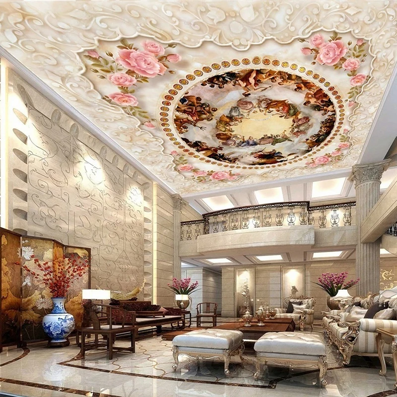Custom Wall Mural European Floral Patterns Wallpaper Figural Designs For Ceiling Decor Personalized Size Wall Background 3D