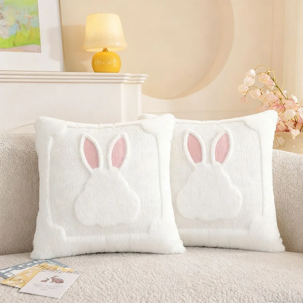 

Cushion Cover Cartoon Easter Bunny Pillow Cover Cozy Decorative Pillow Covers Soft Throw Pillow Cover Festive Celebration