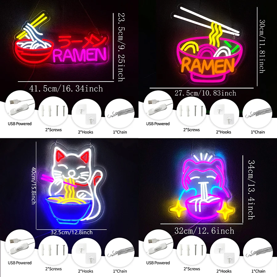 Ramen Neon Sign For Wall Decor,Light Up Sign For Kitchen,Home Bar,Man Cave,Gifts For Party,Christmas Birthday,Noodle Restaurant