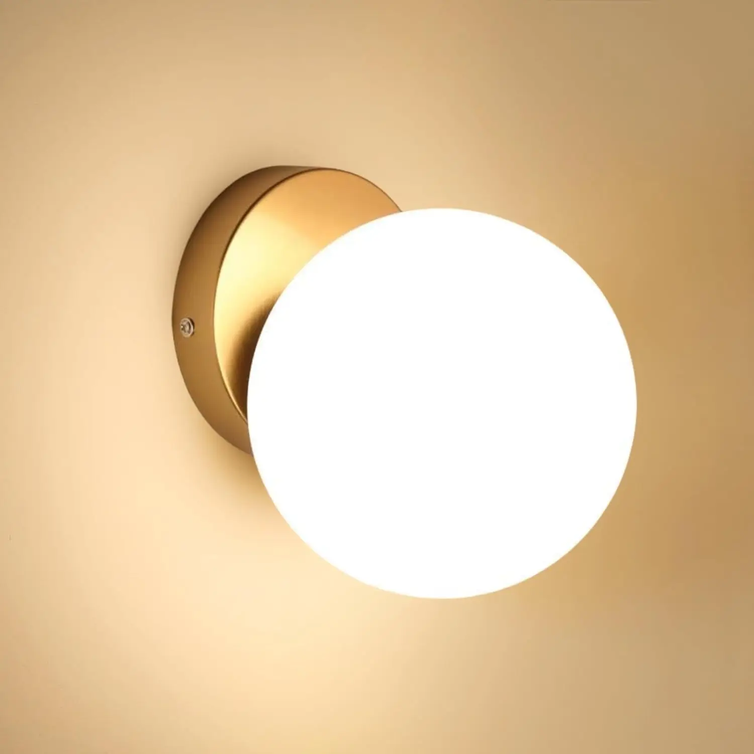 Tealight Moderne Wandleuchte, E27-Kugel-Wandleuchte, 15 cm Glasschirm für Schlafzimmer, Wohnzimmer, Flur (ohne Glühbirne)