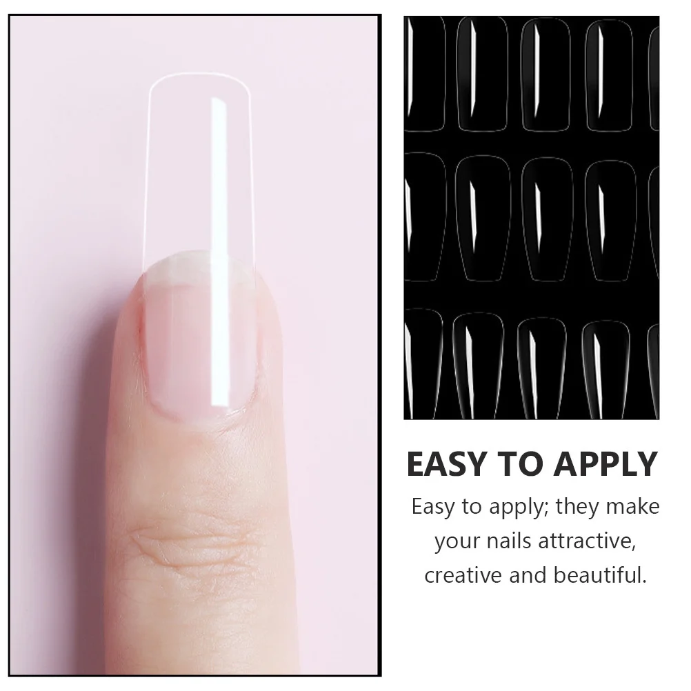 

100Pcs No-Trace Transparent False Nail Tips Manicure Pieces Full Pasted Nail Art Supplies Salon Home Manicure Accessories