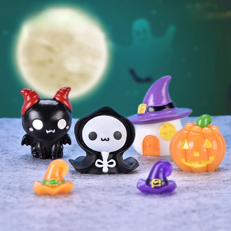 

Micro-landscape Succulent Small Ornaments New Cute Pumpkin Lantern Ghost Vampire Creative Halloween Car Center Console Ornaments
