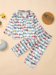 Cross-border baby and toddler imitation silk cartoon long-sleeved pajama set