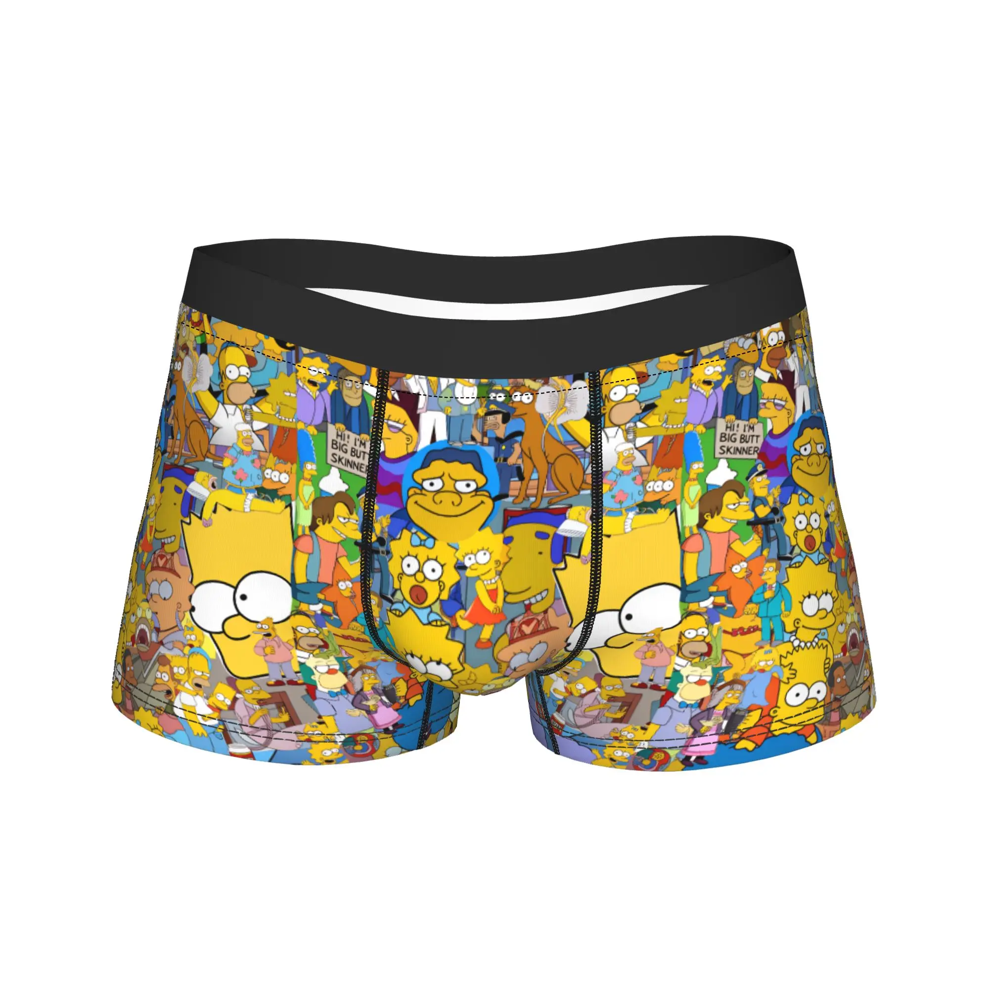 Funny S-Simpsons Family Collage Doodle Style Underwear Pattern Boxershorts Quality Male Panties Breathable Shorts Briefs Present