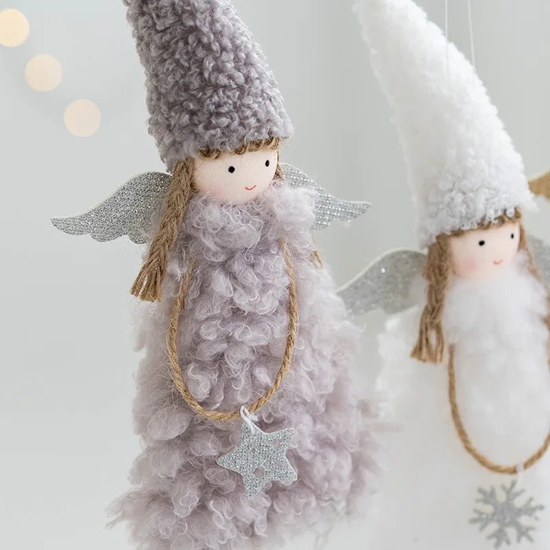 Lovely pink Plush Christmas Angel Girl Doll Oranments Xmas Tree Hanging Pendants Merry Christma Decor Gifts Happy New Year