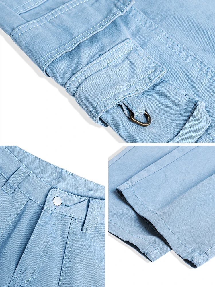 الأمريكية الرجعية العمل السراويل الرجال الصيف الاتجاه الجديد فضفاض سكين السراويل الرجال مستقيم سراويل تقليدية الشباب Vitali Sle القطن الدنيم