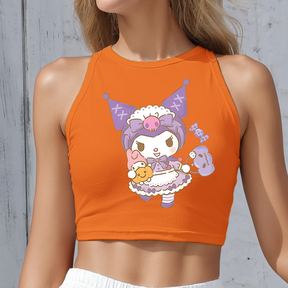 

Summer fashion Kuromi printed cropped women's tops are soft and skin-friendly kawaii series of women's clothing