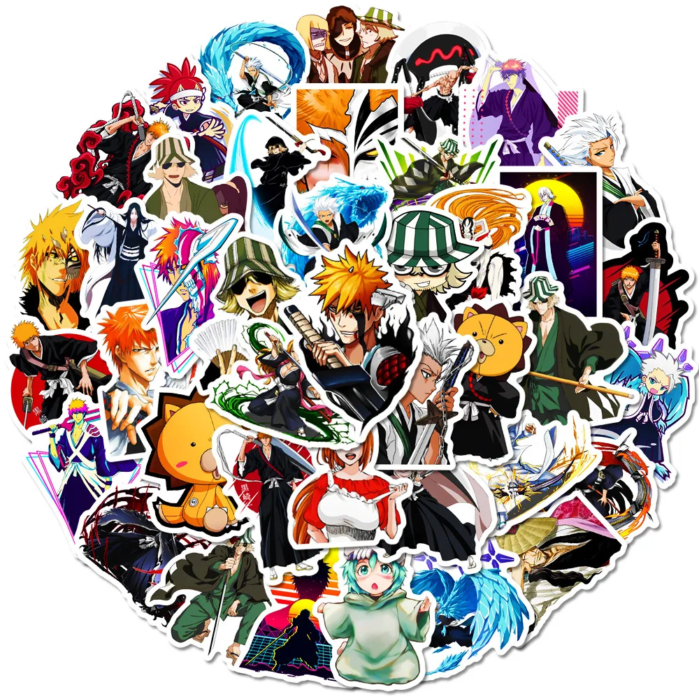 10/30/50PCS Cool Anime Cartoon BLEACH Stickers Toy Decals PVC Waterproof DIY Phone Guitar Notebook Car Kids Graffiti Sticker