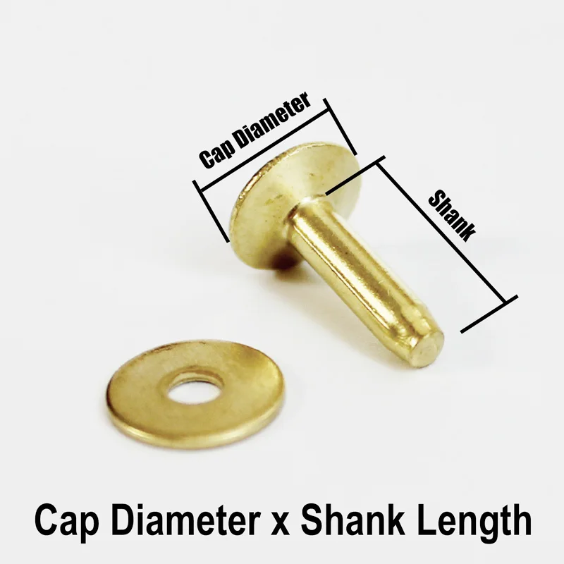 Leather Craft DIY Repair Fittings Solid Brass Copper Rivets and Burrs 9mm 10mm 11mm 12mm Leather Fasteners 3