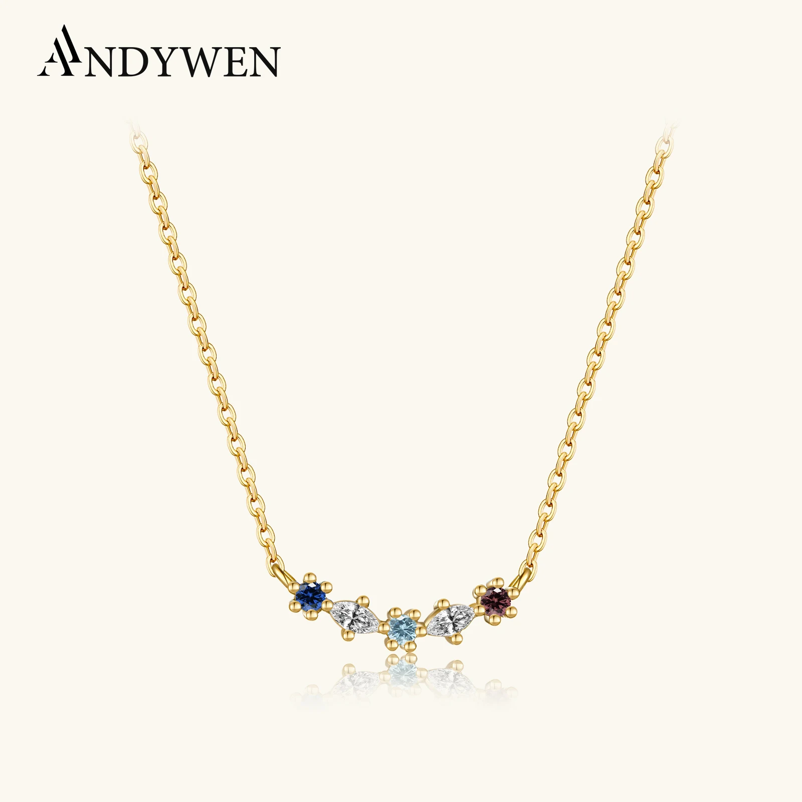 

ANDYWEN 925 Sterling Silver Color Gemestone Pendant Women Necklace 2025 Fine Fashion Wedding Party Jewels Anniversary Gift