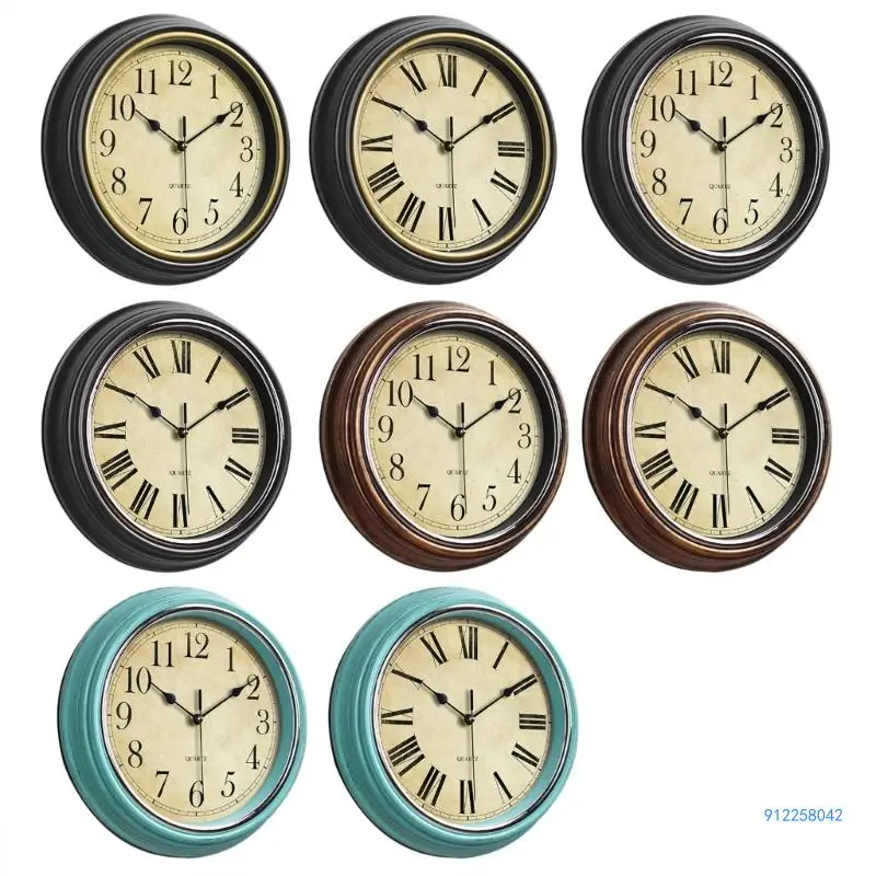 12in Retro Wall Clock Easy to Read Roman Numerals/Arabic Numerals Powered Clocks Home Decorative Ornament Drop shipping