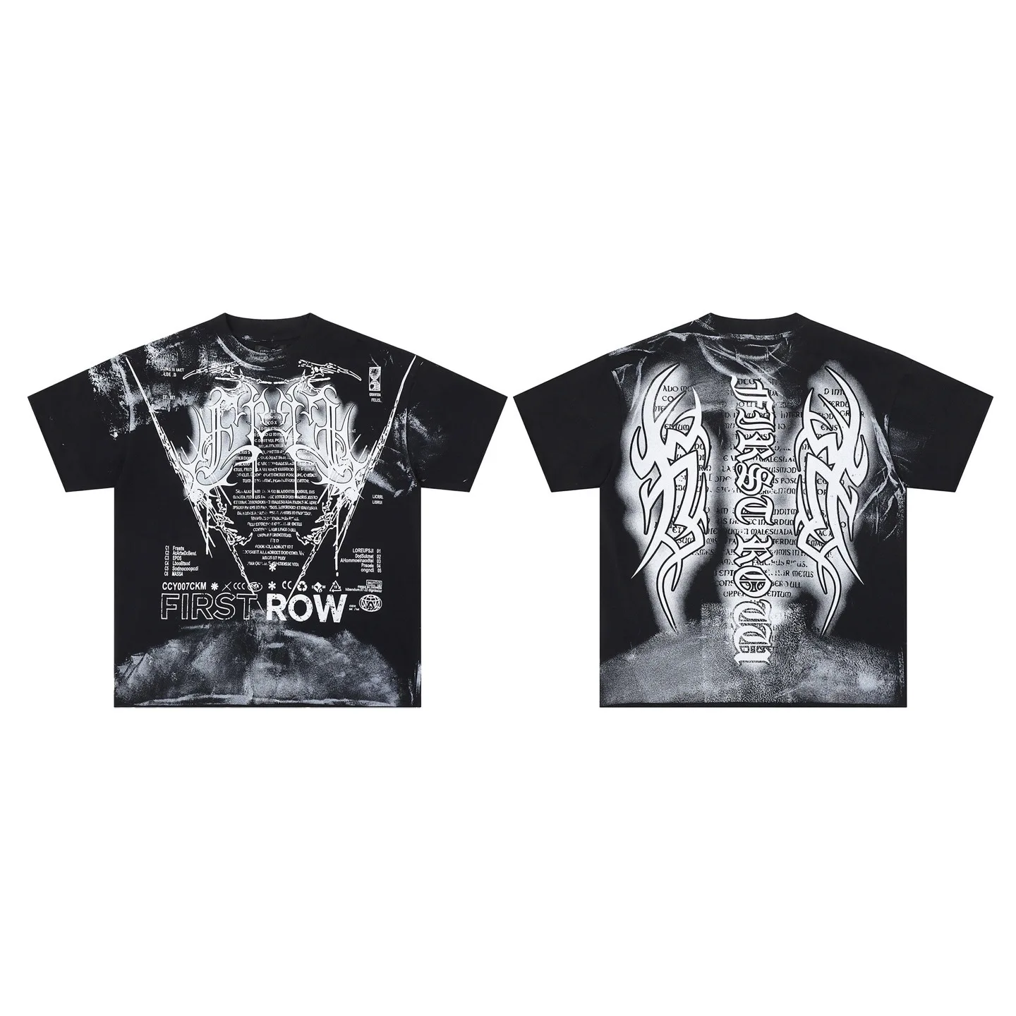 First Row Summer Y2K TRIBAL CROP TEE - Short Sleeve for Men and Women with Embroidery - Trendy T-shirt