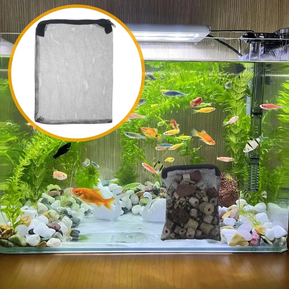 Sachets Filtrants pour Aquarium, Sachets Filtrants Précieux pour Poissons, avec Fermeture Éclair, pour Charbon Actif, Anneaux en Céramique, 2 Pièces