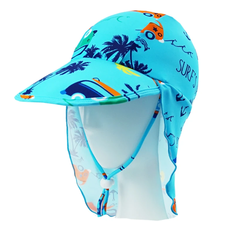 Kids Children Summer UPF 50+ UV Protection Outdoor Beach Baby Sun Hat Boy Girl Swim Cover Flap Cap Adjustable Cap Swimwear