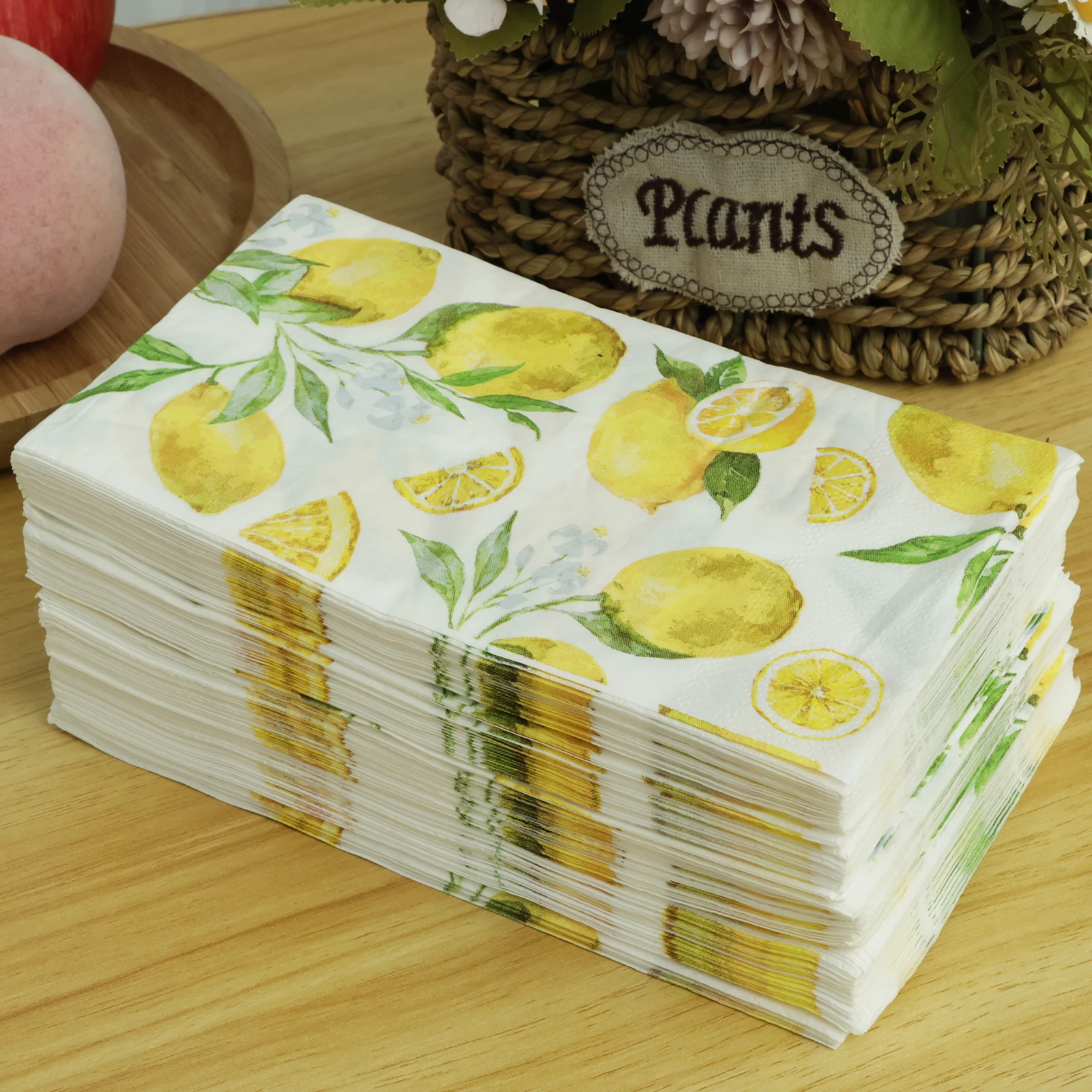 

140Pcs Lemon Paper Napkins Soft Absorbent Paper Lemon Guest Napkin Reusable Fruit Pattern Hand Towel Decorative Party Dessert