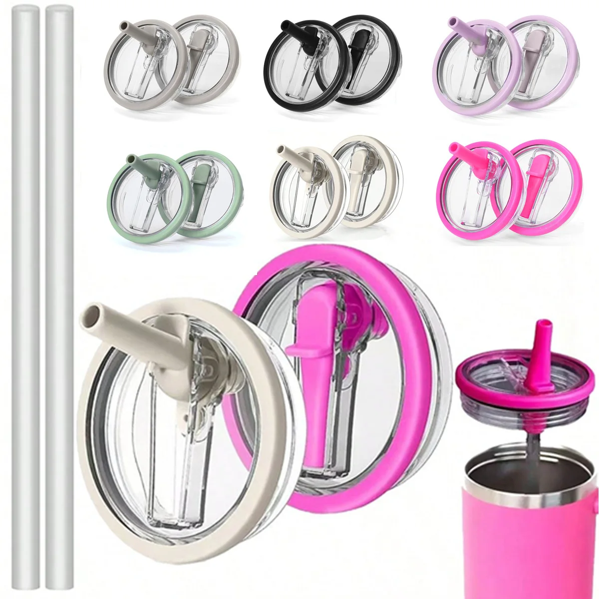 40oz per Stanley Copertura per tazza a prova di fuoriuscite Copertura creativa in paglia a spirale Sostituibile Protezione ambientale Copertura per tazza Accessorio per tazza