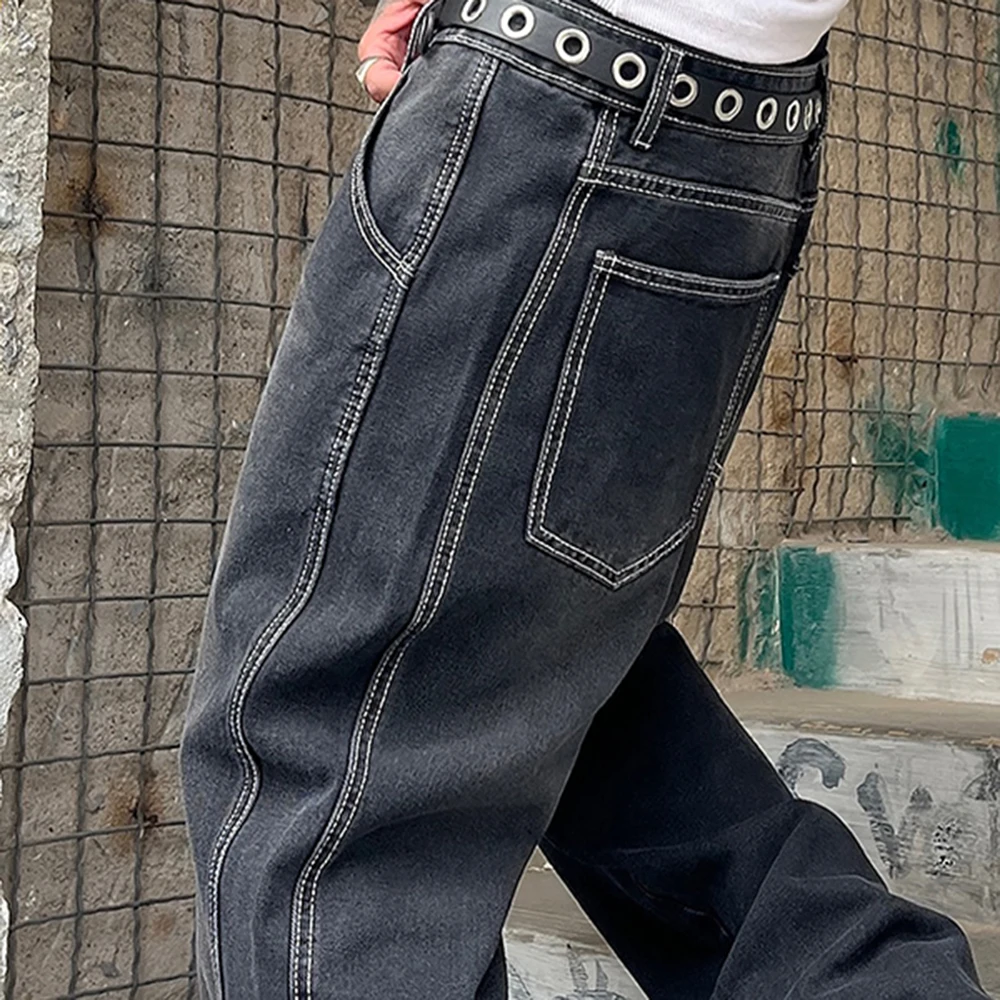 

Men's Dark Baggy Patchwork Style Street Jeans Summer New Fashion Casual Loose Wide Leg Denim Pants Versatile Men's Pants