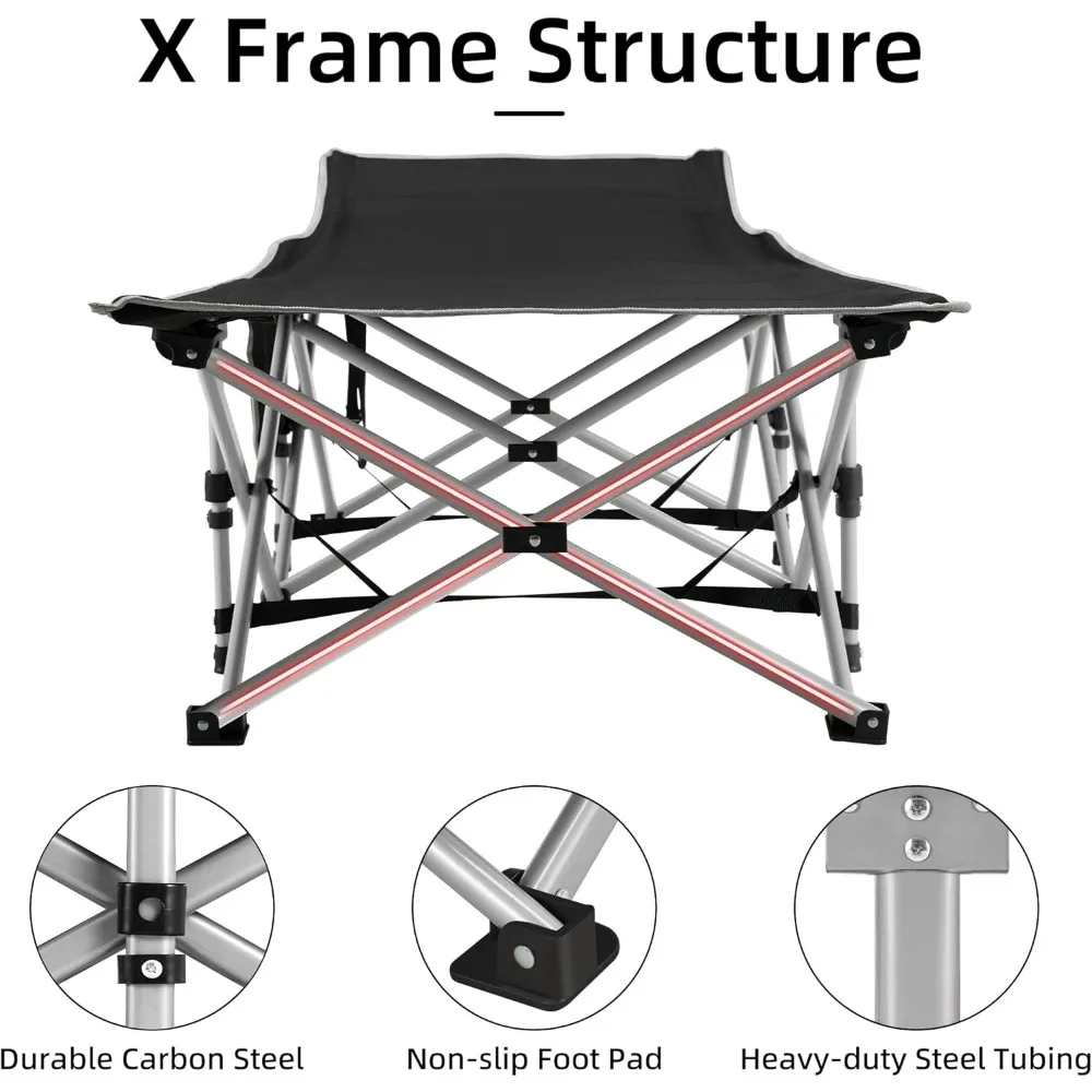 Portable Camping Cot, Sleeping Cot for Adult, 28" Extra Wide Heavy Duty Folding Cot Max Load 600LBS with Thick Mattress