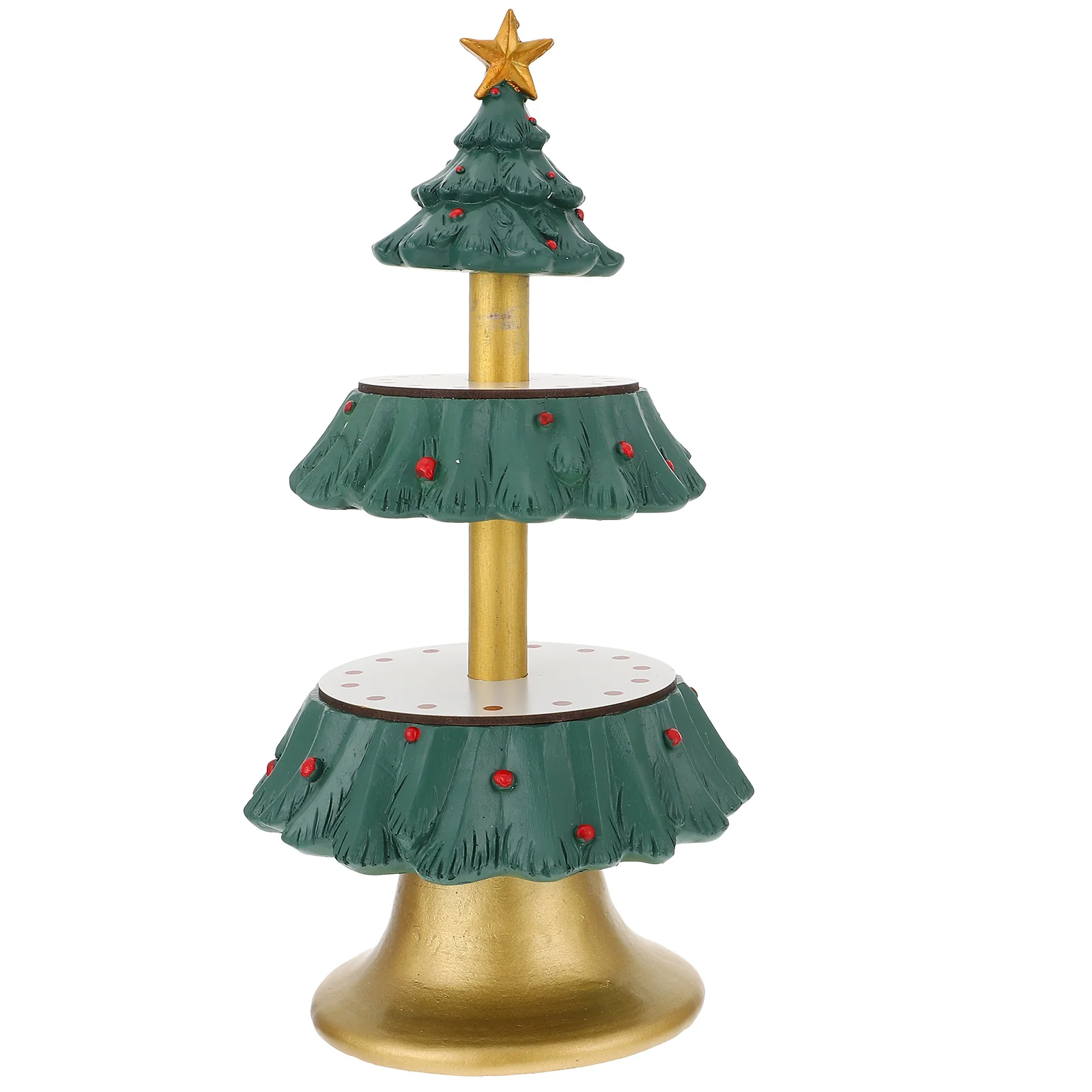 

1 set Christmas Tree Fruit Tray Resin Wood Xmas Cupcake Stand Two Layer Dessert Display Tower Snack Serving Rack For Cakes