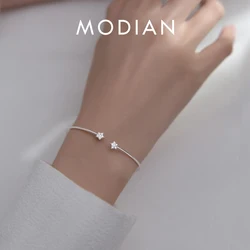 MODIAN 925 Sterling Silver Open Size Bracelet Simple Stars Thin Charm Female Bangle For Women And Girl Fine Jewelry Pulsera