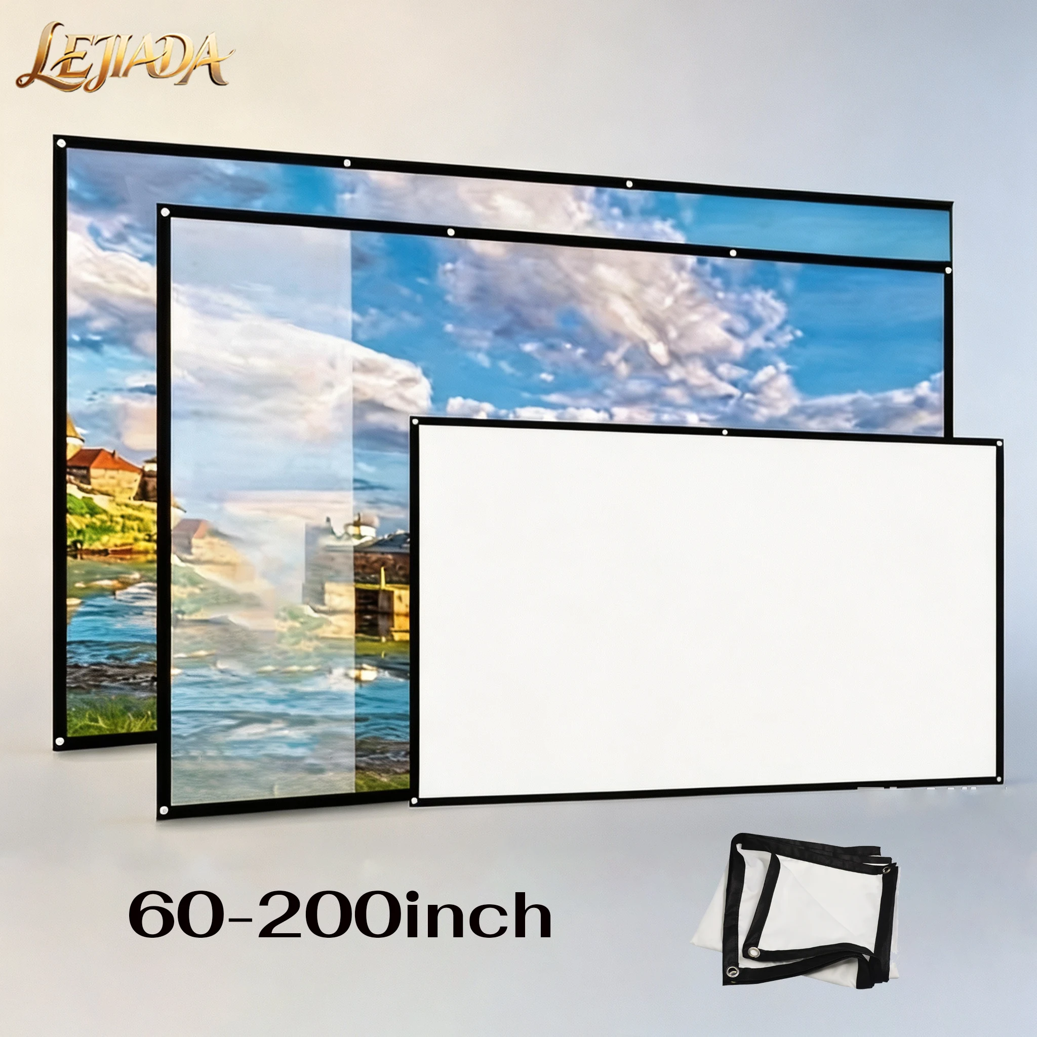Home Cinema Screen - LEJIADA จอโปรเจคเตอร์แบบพับได้สองด้าน 4K ประหยัดพื้นที่ สำหรับห้องนอน ห้องนั่งเล่น
