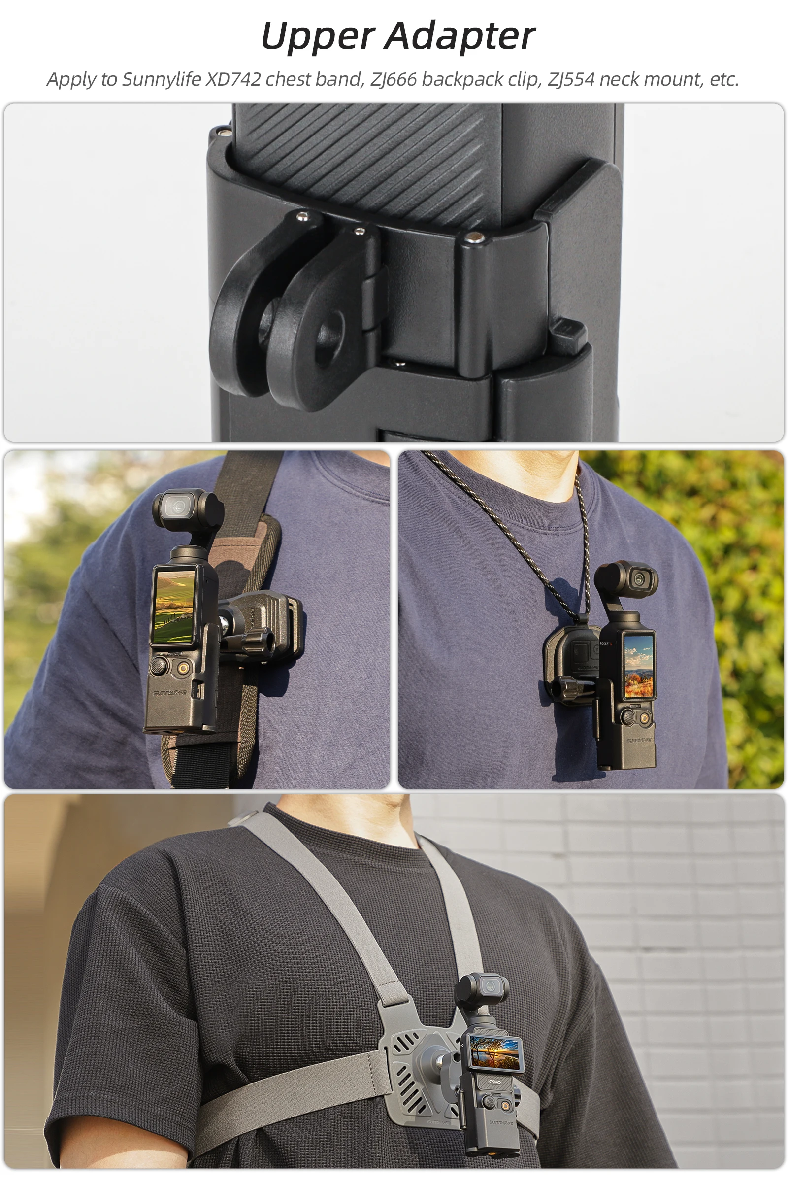 Sunnylife-Adaptador Dobrável Peças para DJI Osmo Pocket 3, Suporte de Expansão Dupla Orelha, Quadro de Expansão