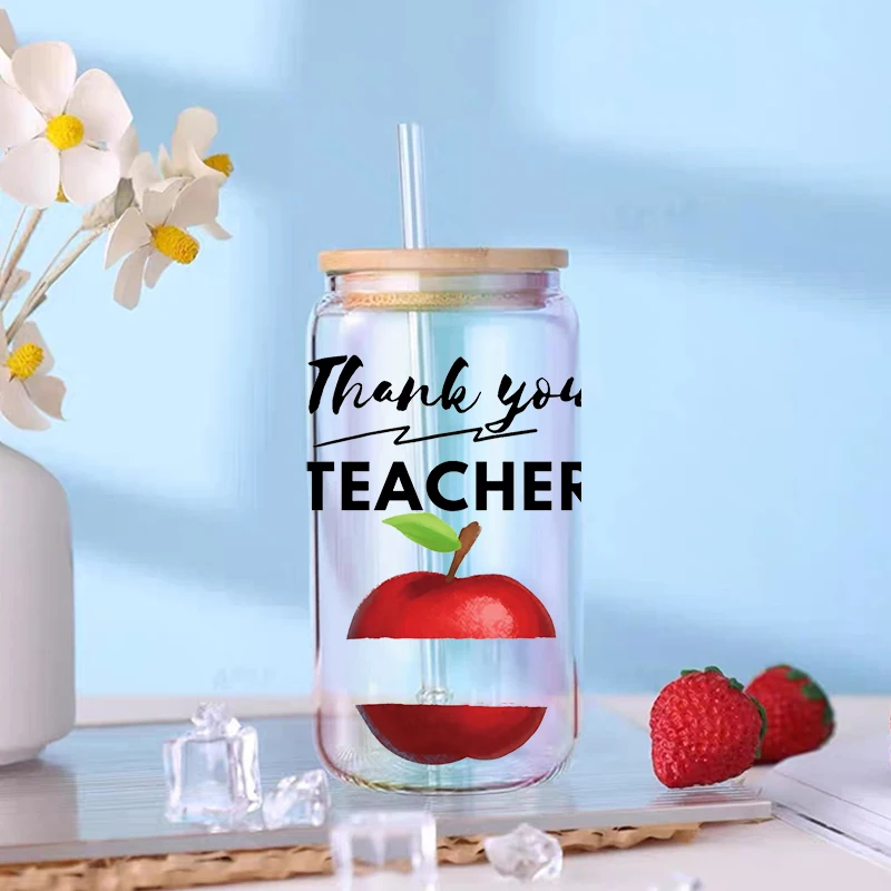 UV DTF Transfers Stickers, Cup Wrap, Back To School, Teacher Day Printed, DIY Glass, Ceramic Metal Leather, 3D, 16oz D1382