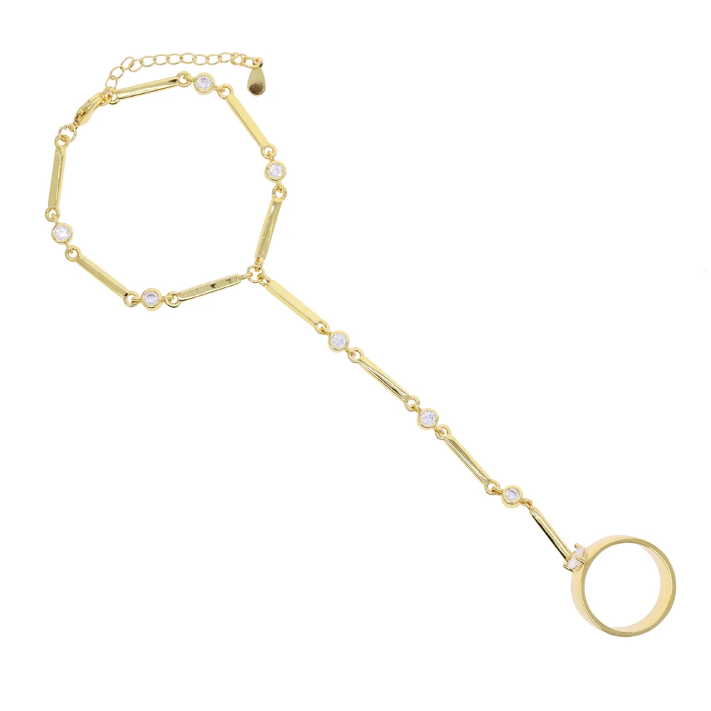 New Long Flow Su Sliding Buckle Sparkling Round Zircon Inlaid Women's Unique Bracelet Ring Wrapping Ring Bracelet Jewelry