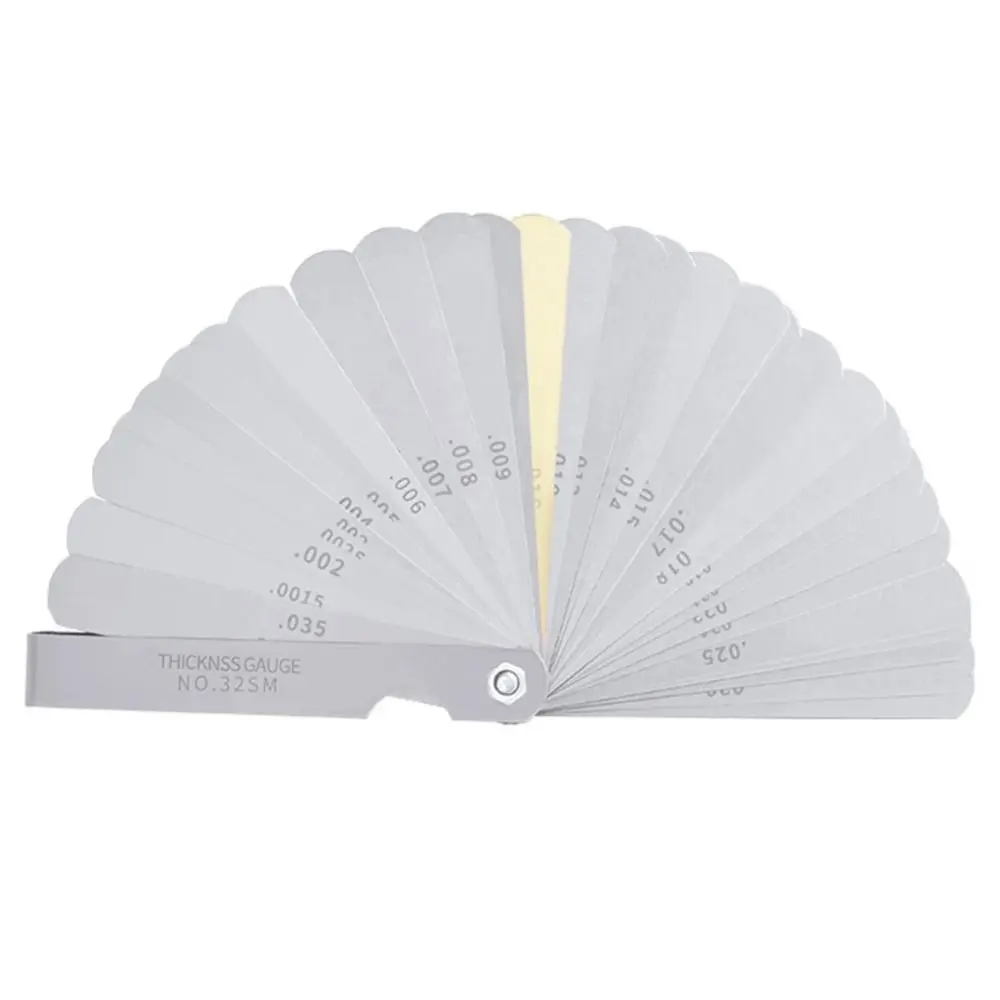 

32pcs Blades Feeler Gauge Metric 0.04-0.88mm 0.0015-0.035inch Thickness Tester Stainless Steel Precision Measurement