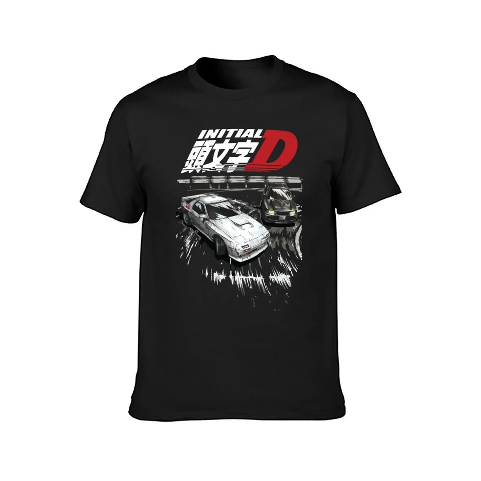 Initial D - Mountain Drift Racing Tandem EVO III vs FC rx-7 T-Shirt animal prinfor boys baggy shirts t shirts for men cotton image 2