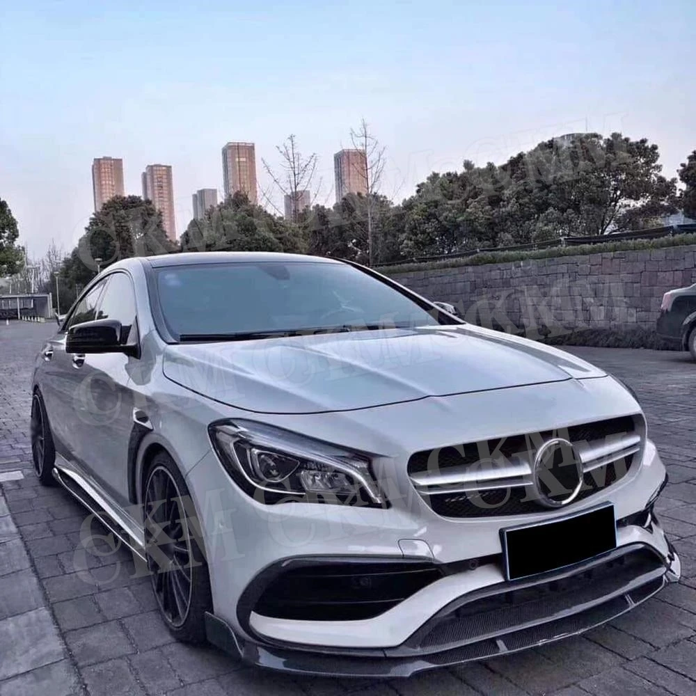 Carbon Fiber Front Bumper Lip Spoiler Flaps Canard for Mercedes Benz CLA Class W117 CLA45 AMG 2016 2017 2018 Car Trim Cover