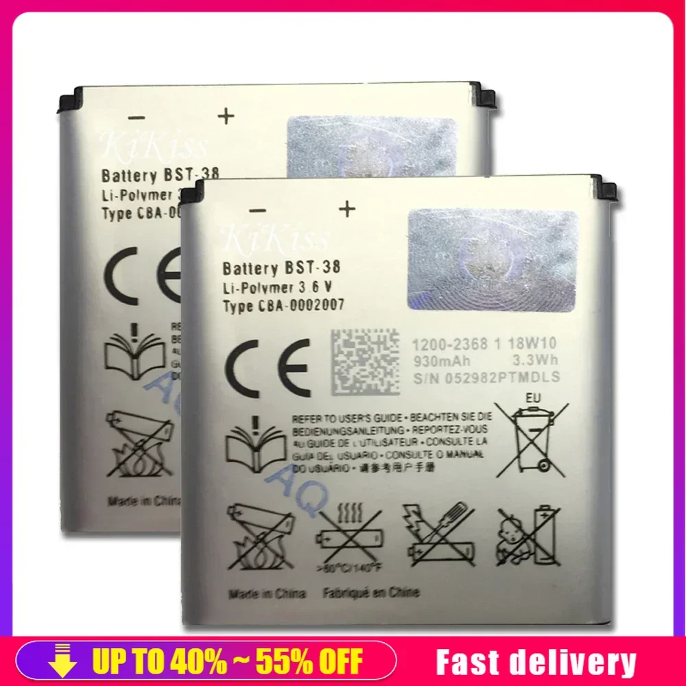 

Mobile Phone Batteries BST-38 For Sony Ericsson W580 W580i w760 T650 X10 W980 W995 U20i C905c S500c C905 BST 38 930mAh