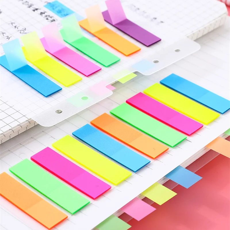 100 Sheets Fluorescence Self Adhesive Memo Pad Sticky Notes Bookmark Marker Memo Sticker Paper Student School Office Supplies