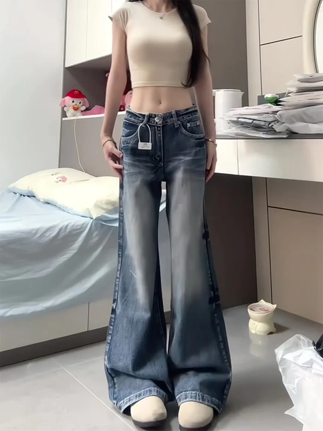 

High Waist Wide Leg Jeans Women's Spring Summer New Vintage American Style Floor Length Trousers Comfortable Fit Denim Pants