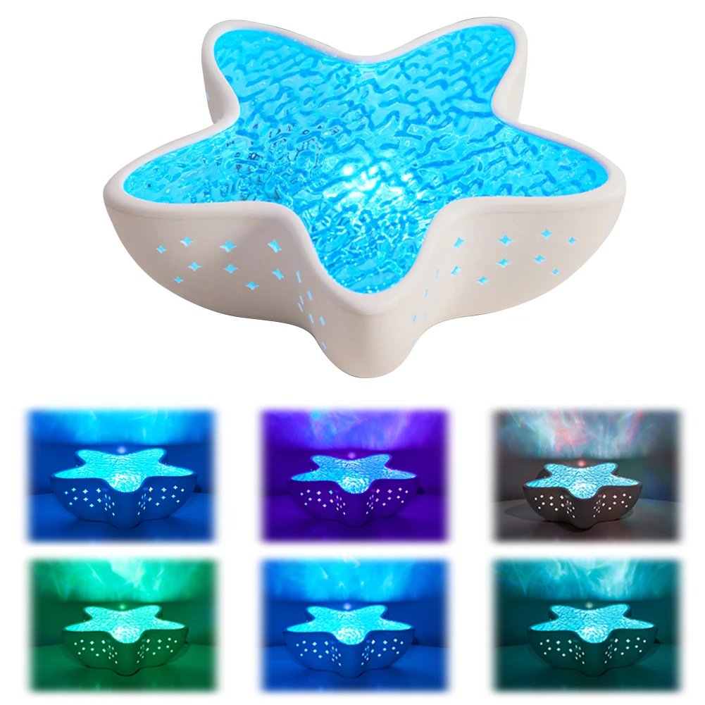 ヒトデオーシャンプロジェクションランプ-寝室やプレイルームの装飾用-ロマンチックな水波ナイトライト-子供用オーシャンウェーブプロジェクターライト