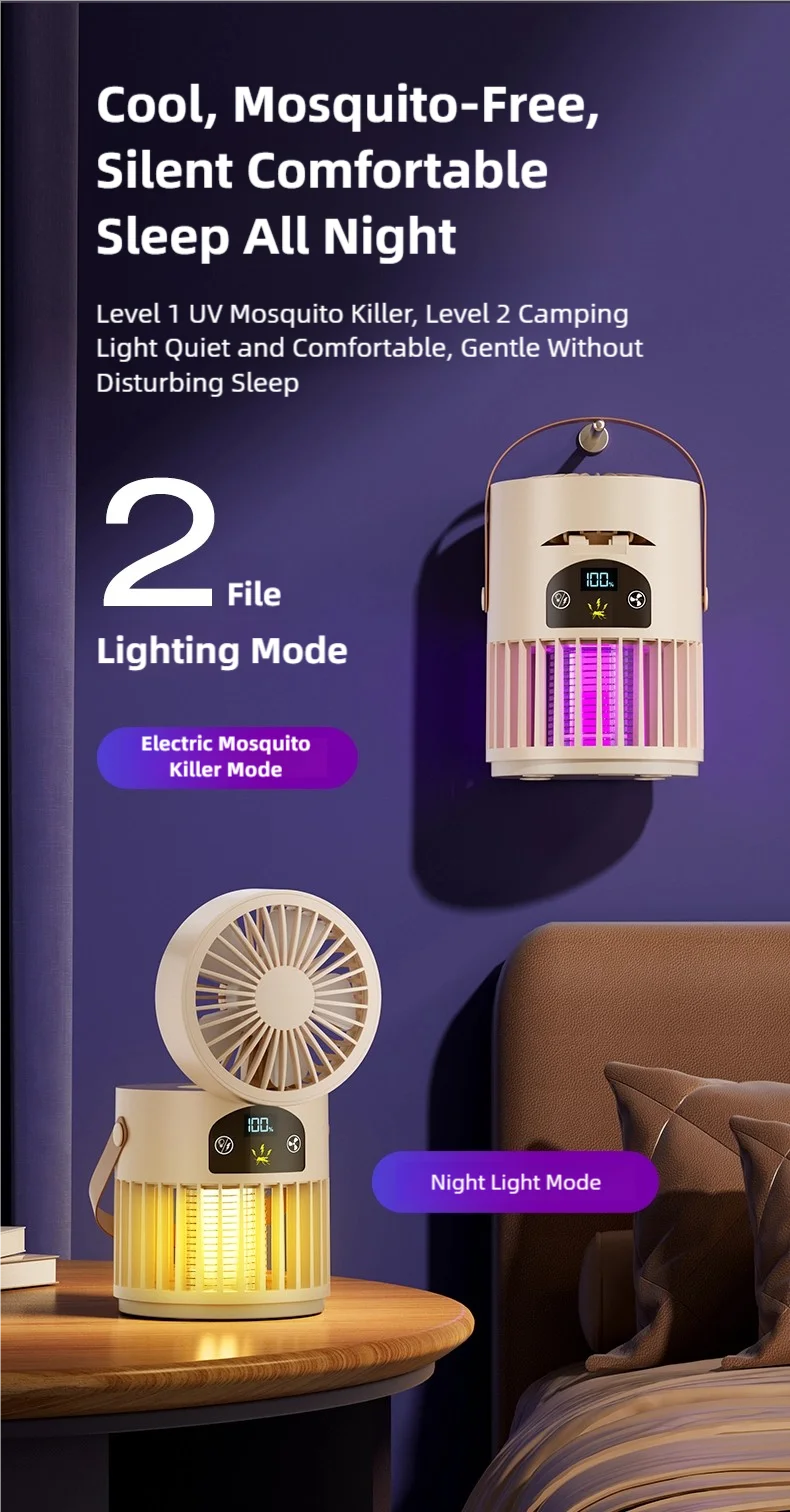 TINSOL 6-in-1 Mückenkiller-Lampe für Zuhause mit Kleinem Ventilator, Nachtlicht, Elektrischer Mückenschutz und Mückenfalle für Draußen – Detail 16