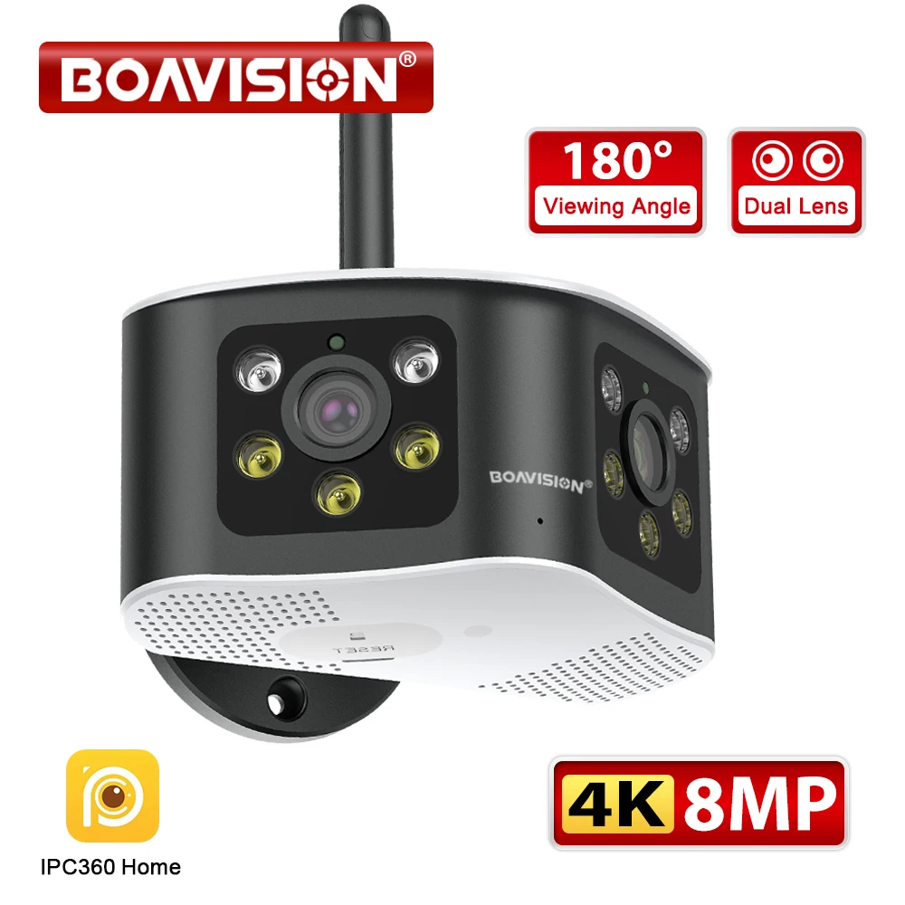 panoramica dual lens ip cam 360 ultra wide view angle camera de seguranca ao ar livre ai humanoid detection 4k 8mp 6mp wifi 01