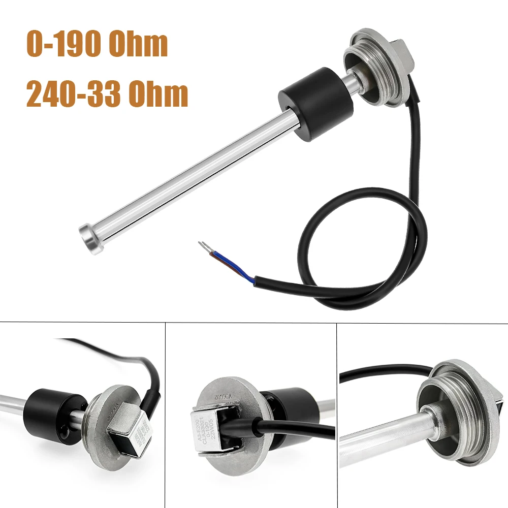 0~190 Ohm 240~33ohm Czujnik poziomu wody 150mm 200mm 250mm 300mm 400mm 500mm 600mm Czujnik poziomu paliwa do łodzi i samochodu niestandardowy