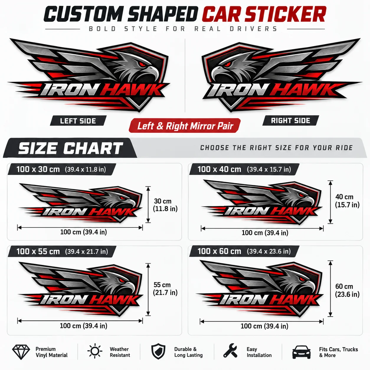Personalized Car Side Stickers Custom Die Cut Vehicle Decals Pair Waterproof Vinyl Body Graphics for Car Truck SUV Decoration