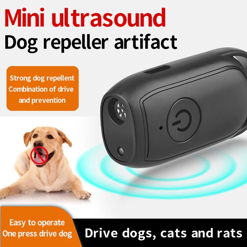 Ultrasonic Dog Repeller Long-Range Training Device USB Rechargeable With LED Light Outdoor Anti-Barking Protection Tool