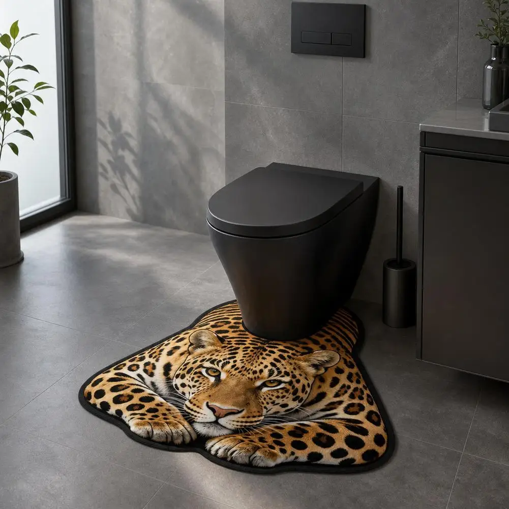 1/2Pcs Lifelike Animal Toilet Floor Mat Diatomaceous Earth Non-slip Toilet Rug Water-absorbing Washable Home Decoration