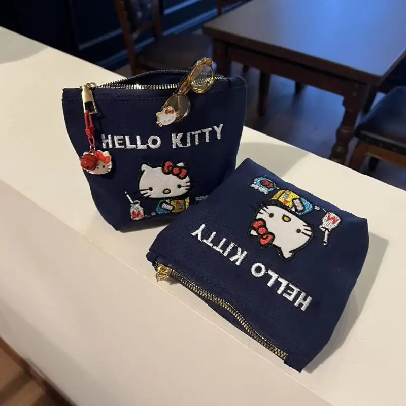 Bolsa de Armazenamento de Viagem Anime Hello Kitty, Carteira Zero, Moda Y2K, Bolsa de Maquiagem Grande Vermelha para Mulheres, Presentes de Natal e An
