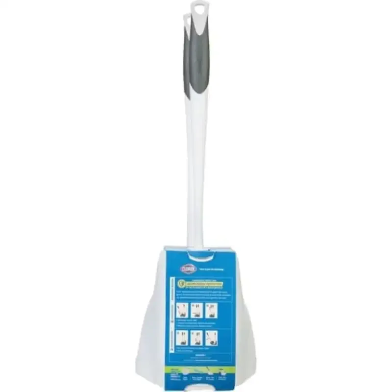 Toilet Plunger and Bowl Brush Combo Set with Caddy, White/Gray