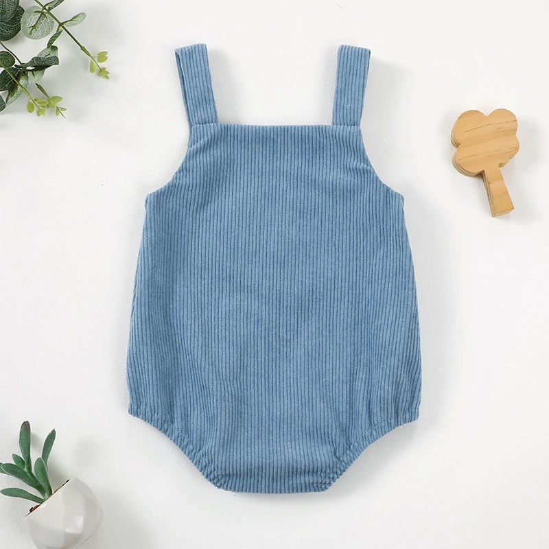 Baby Girls Boys Ovrealls Rompers Fall Clothes Rocking Horse Embroidered Sleeveless Corduroy Infant Bodysuits