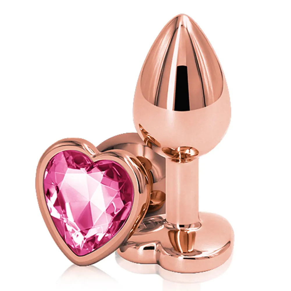 Rose gold pink Heart shape Crystal Metal anal beads butt plug  Prostate Massager Adult Gay Products sex toy for female male