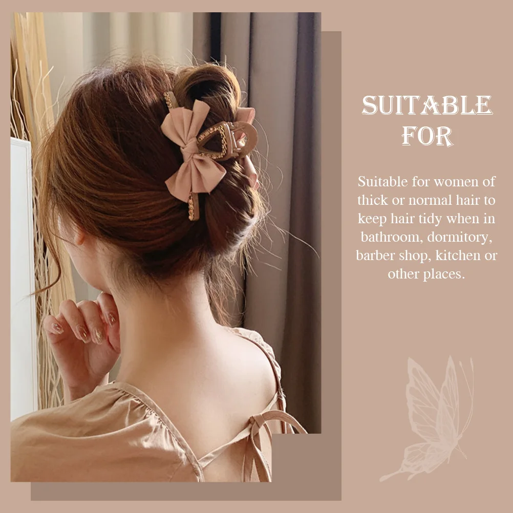 2 Pcs Bowknot Clips Non-slip Fabric ABS Material Creative Clamp for Girls Hair Tying Claw Keeping Hair Back Washing Face Beauty
