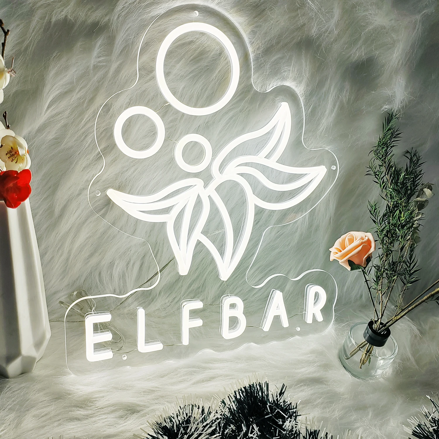 ELFBAR неоновая вывеска, светодиодная лампа, акриловая, прозрачная, индивидуальная, для спальни, светильник, неоновая вывеска, украшение для стен