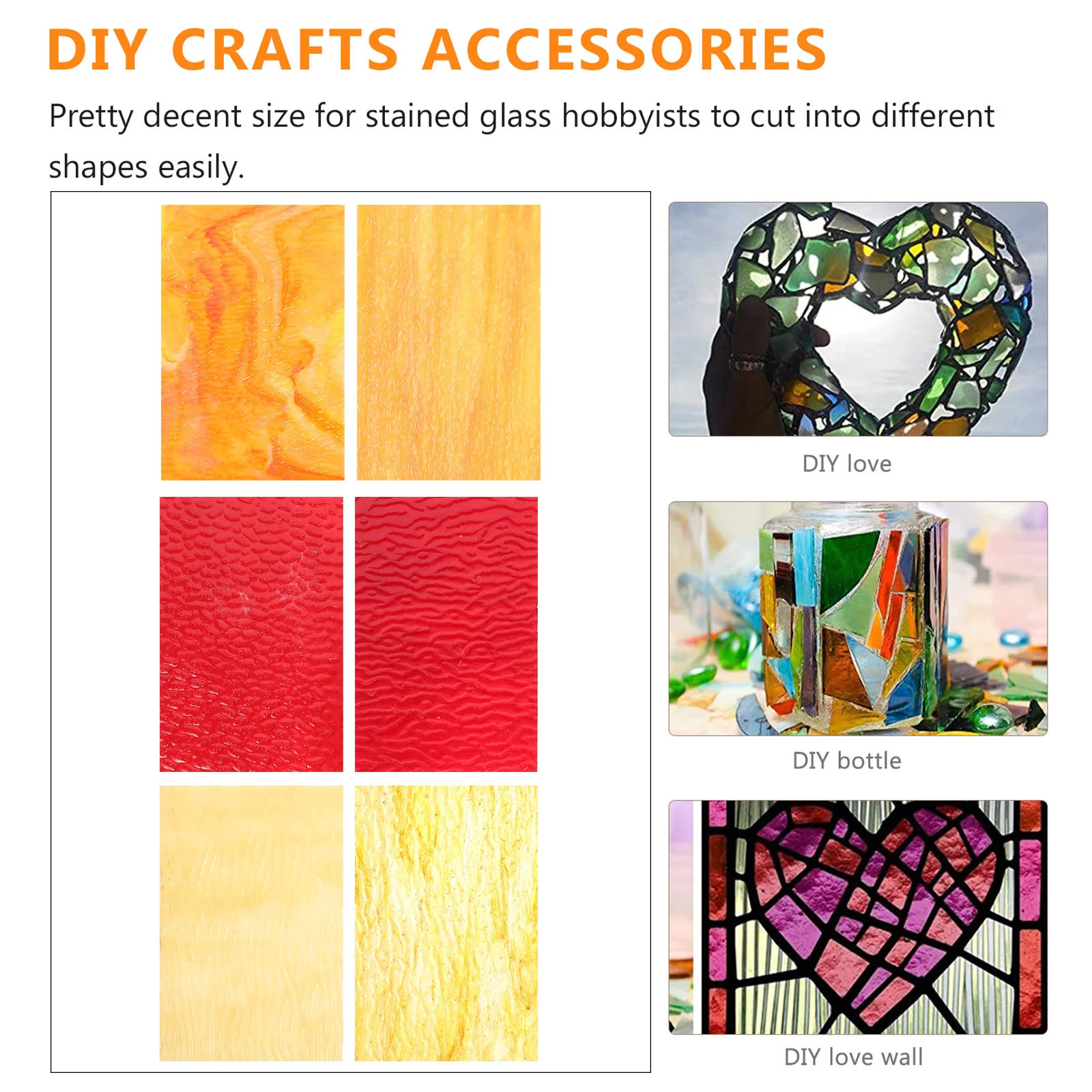 

6Pcs Glass Sheet Mosaic Murals DIY Cathedral Stained Glass Sheets Colored Transparent for Crafting Light Reflection Projects