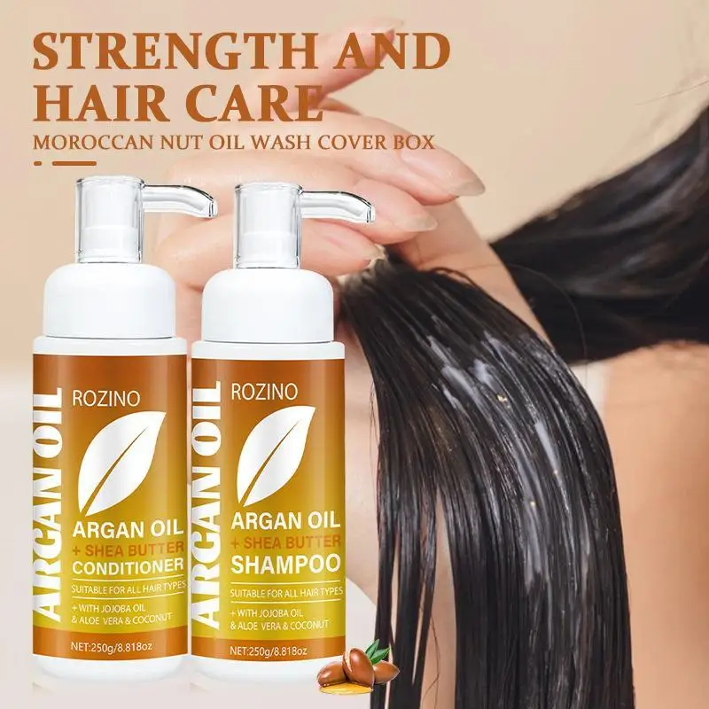 Juego de champú y acondicionador de aceite de argán marroquí, tratamiento hidratante profundo para reparación de daños en el Color, conjunto de cuidado del cabello, Control de aceite