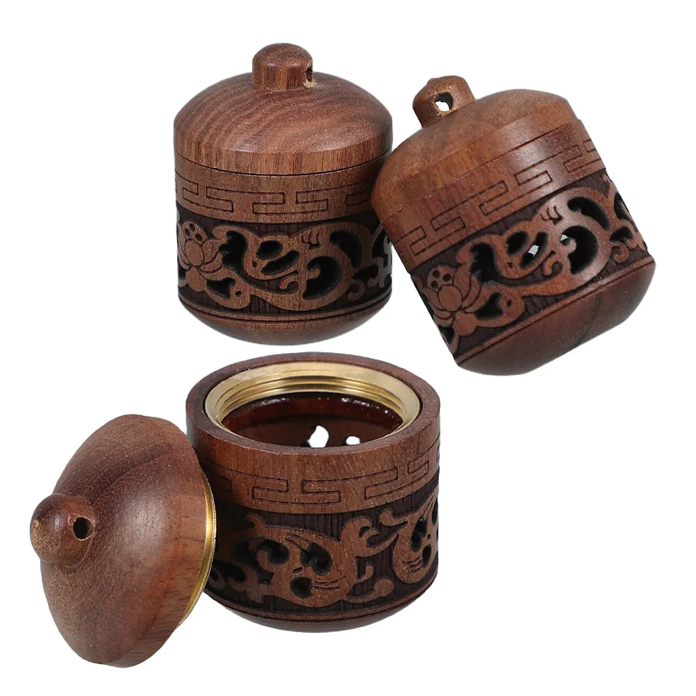 3Pcs Elegant Lantern-Style Wooden Aroma Diffuser Pendant Necklace for Essential Oils Portable Car Decoration Hanging